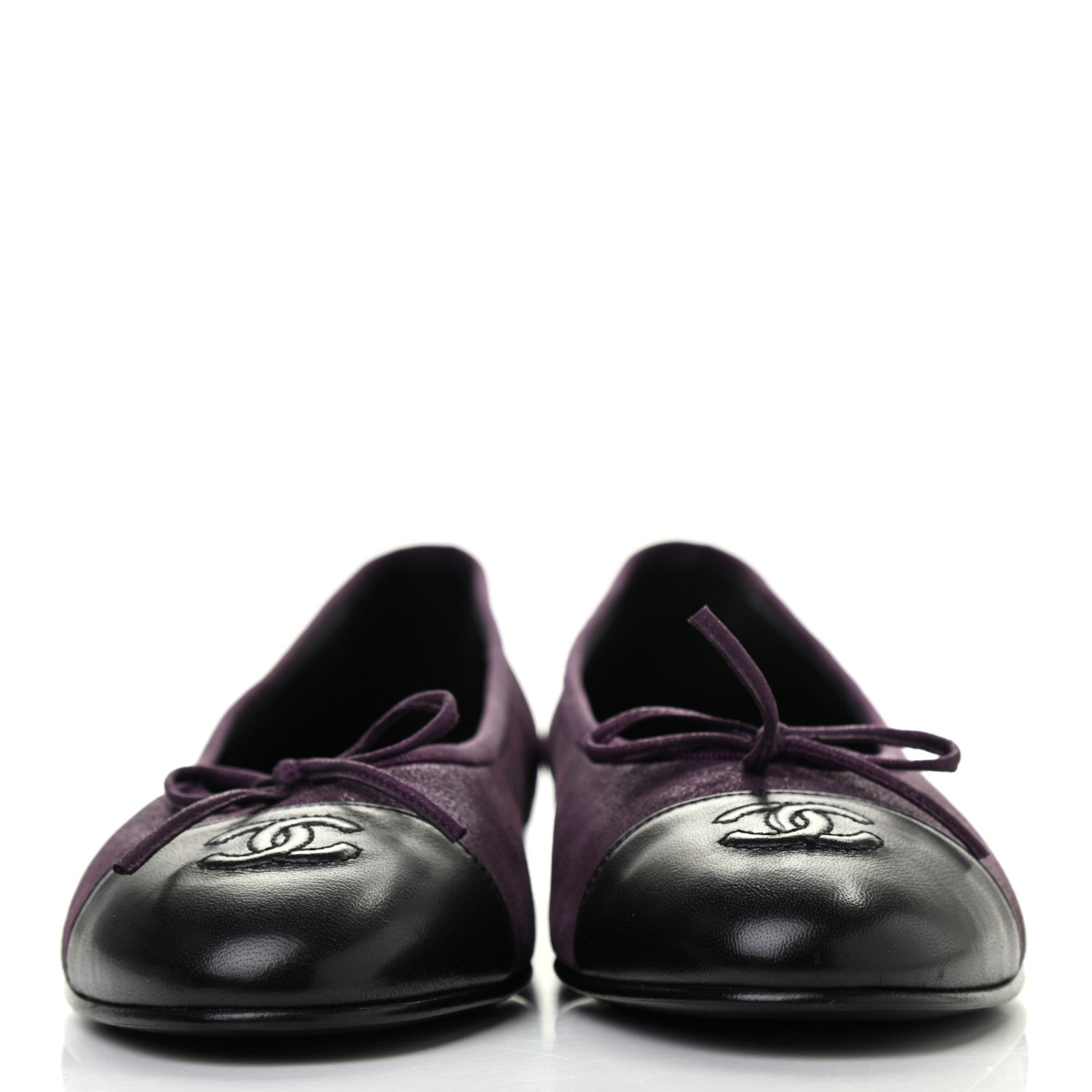 Chanel Metallic Lambskin Cap Toe CC Ballerina Flats 41 Dark Plum 2 of 6