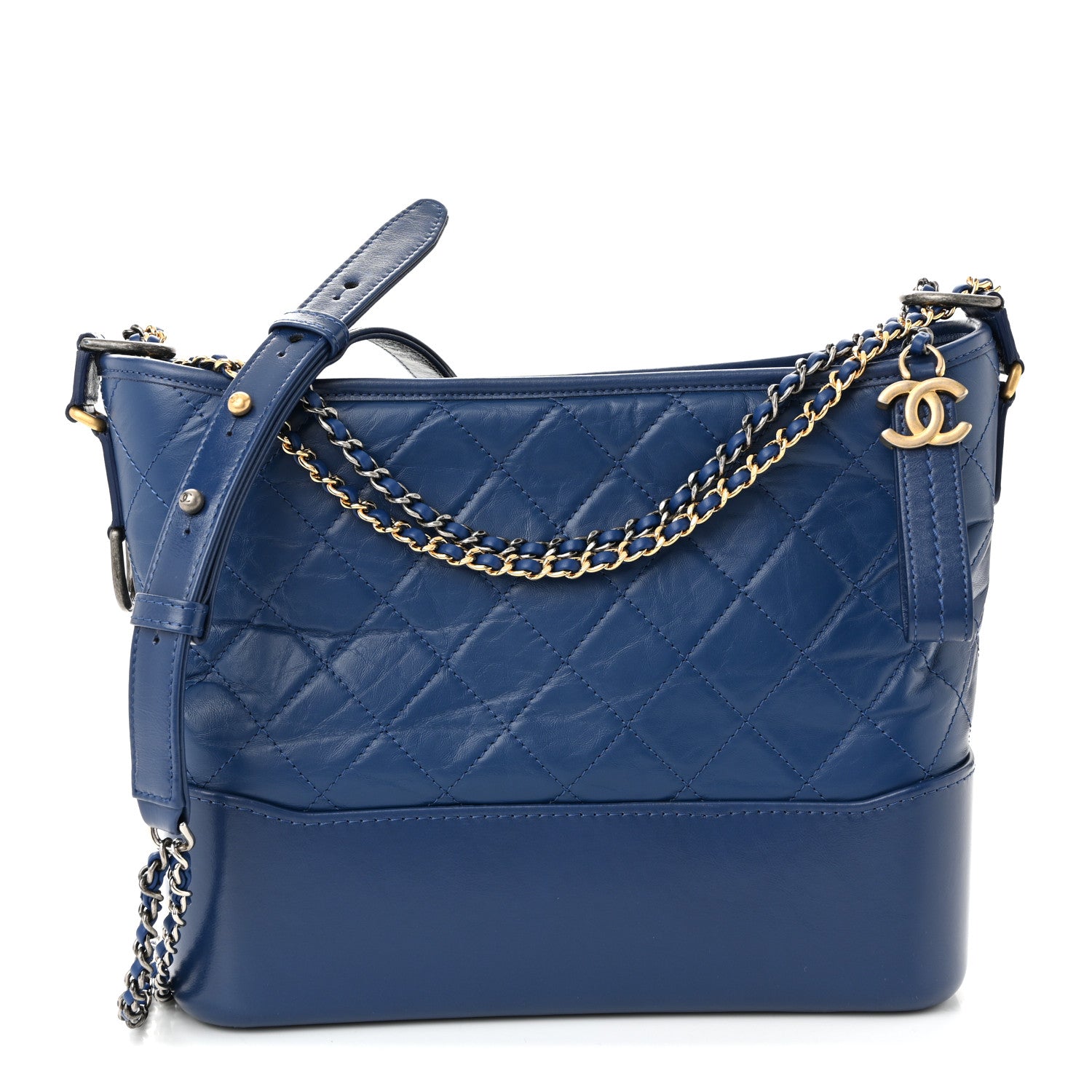 Chanel Patent Goatskin Quilted Medium Gabrielle Hobo Blue 1 of 10