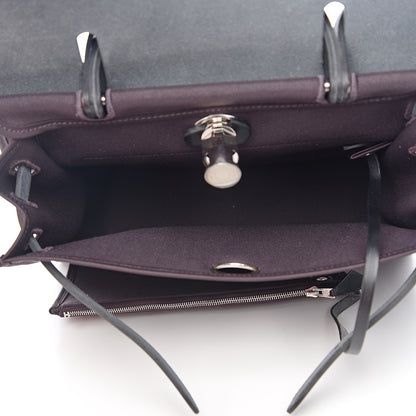 Hermes Military Toile Vache Hunter Herbag Zip PM 31 Prune Black 5 of 11