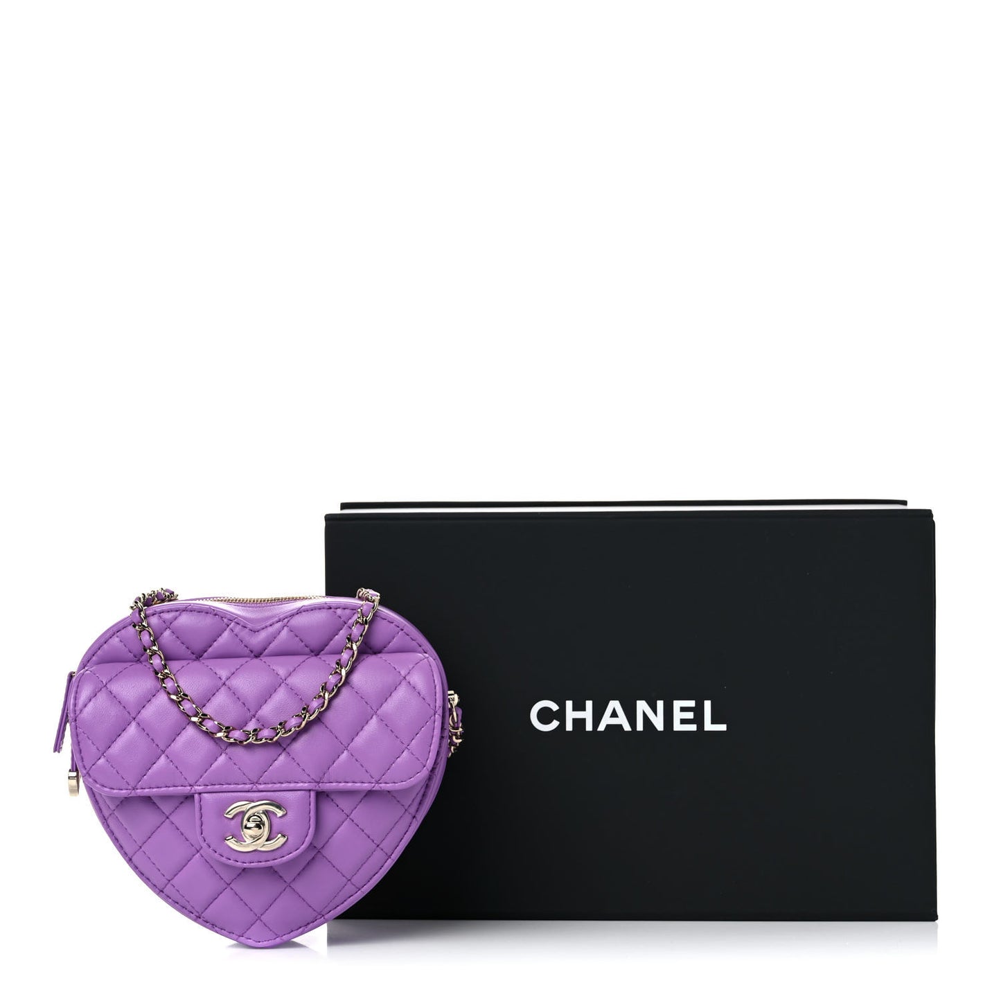 Lambskin Quilted CC In Love Heart Bag Purple