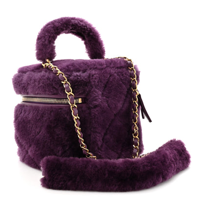 Chanel Shearling Lambskin Quilted Small Vanity Case Purple 3 of 10