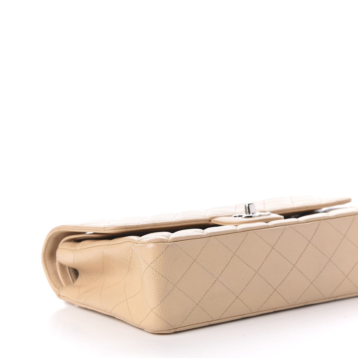 Caviar Quilted Medium Double Flap Beige Clair