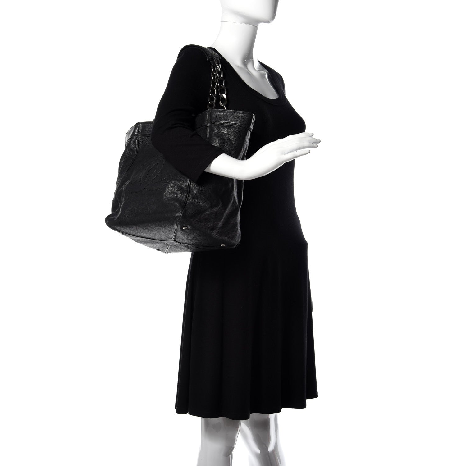 Chanel Distressed Caviar Outdoor Ligne Tote Black 2 of 9