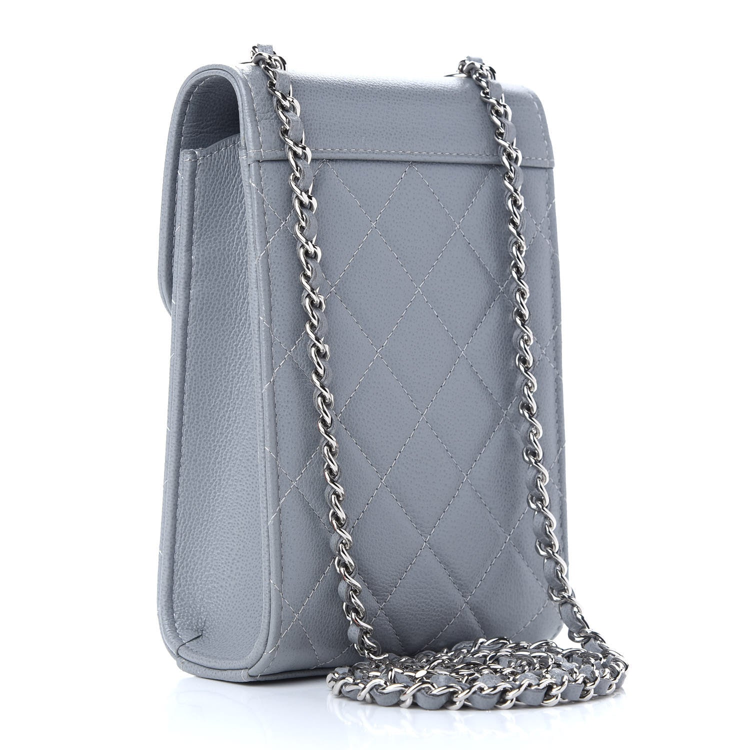 Chanel Grained Calfskin Quilted CC Box Clutch With Chain Grey 3 of 10