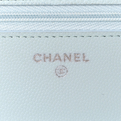 Chanel Caviar Quilted Wallet on Chain WOC Light Blue 6 of 12