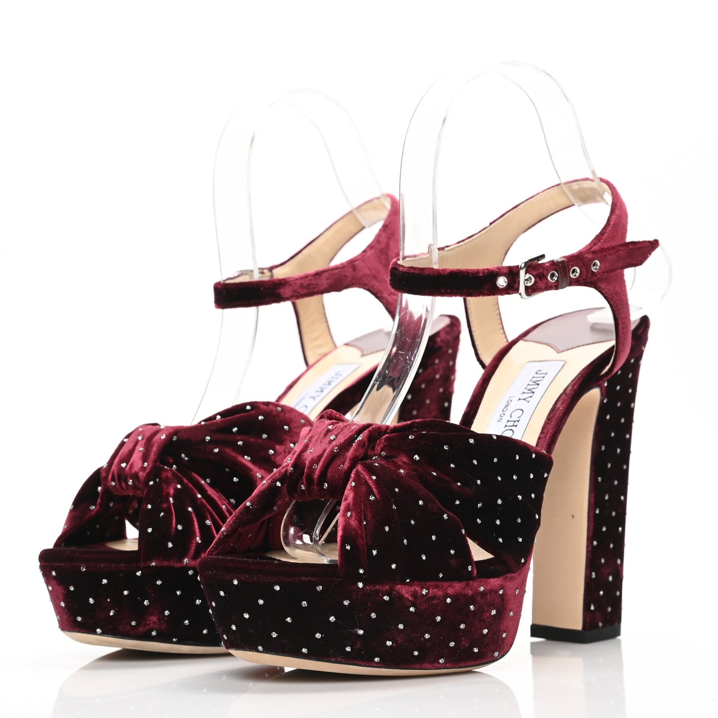 Velvet Glitter Spotted Heloise 120 Sandals 39 Grape Silver