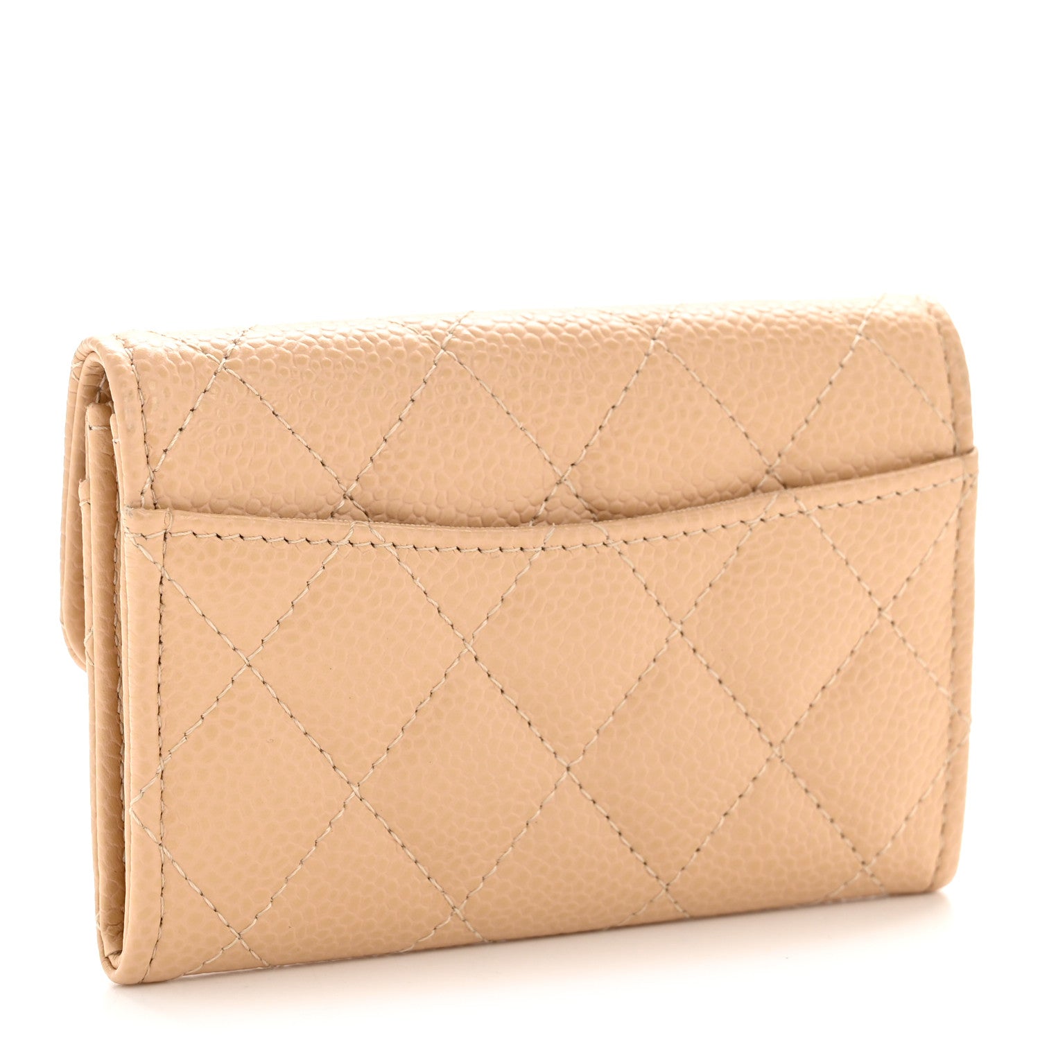Chanel Caviar Quilted Flap Card Holder Wallet Beige 3 of 9