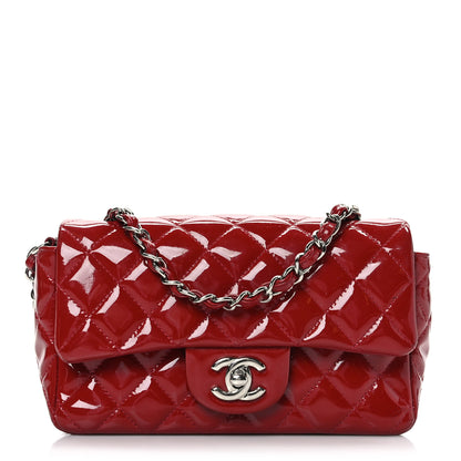 Chanel Patent Calfskin Quilted Mini Rectangular Flap Red 1 of 9