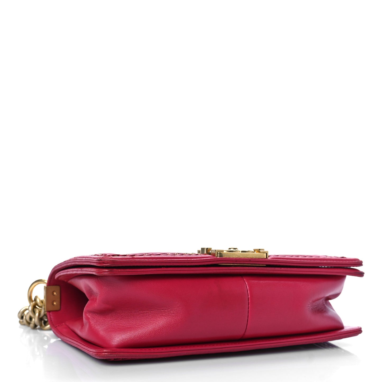 Lambskin Quilted Medium Chain Detail Boy Flap Fuchsia