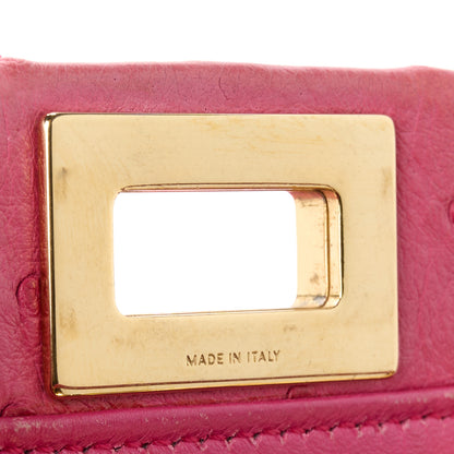 Fendi Ostrich Shiny Nappa Mini Peekaboo Iconic Satchel Fuchsia 7 of 11