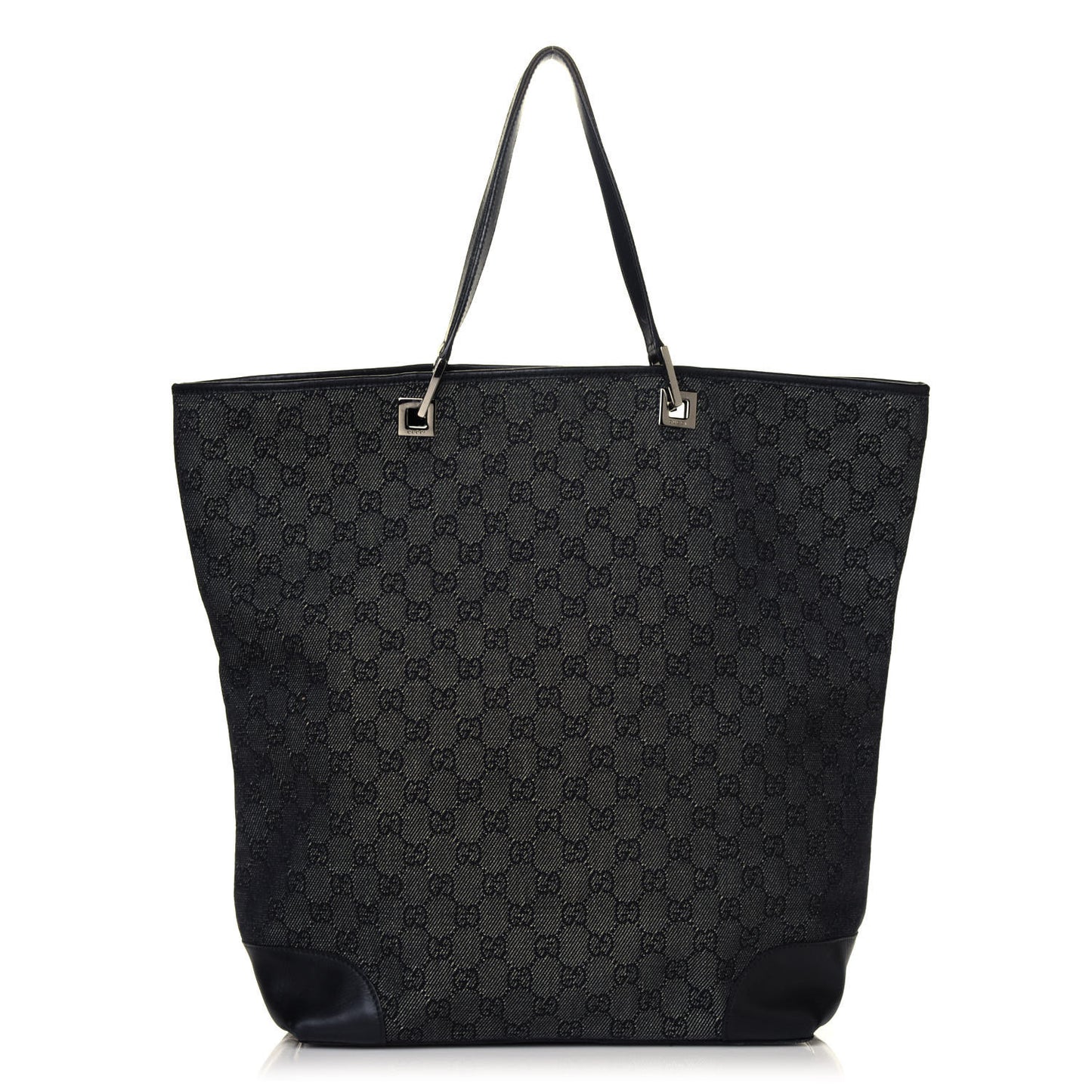 Denim Monogram Large Bucket Tote Black