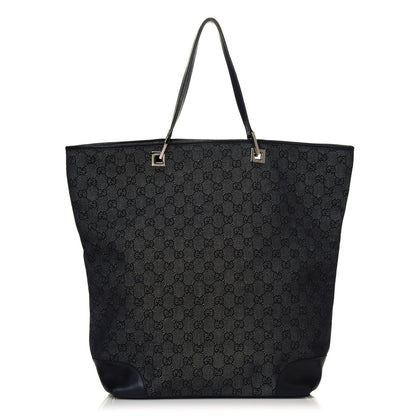 Gucci Denim Monogram Large Bucket Tote Black 1 of 4