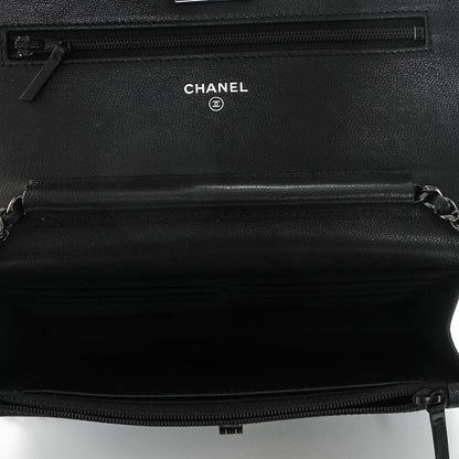 Chanel Sheepskin Chevron Quilted Reissue Wallet On Chain WOC So Black 5 of 8