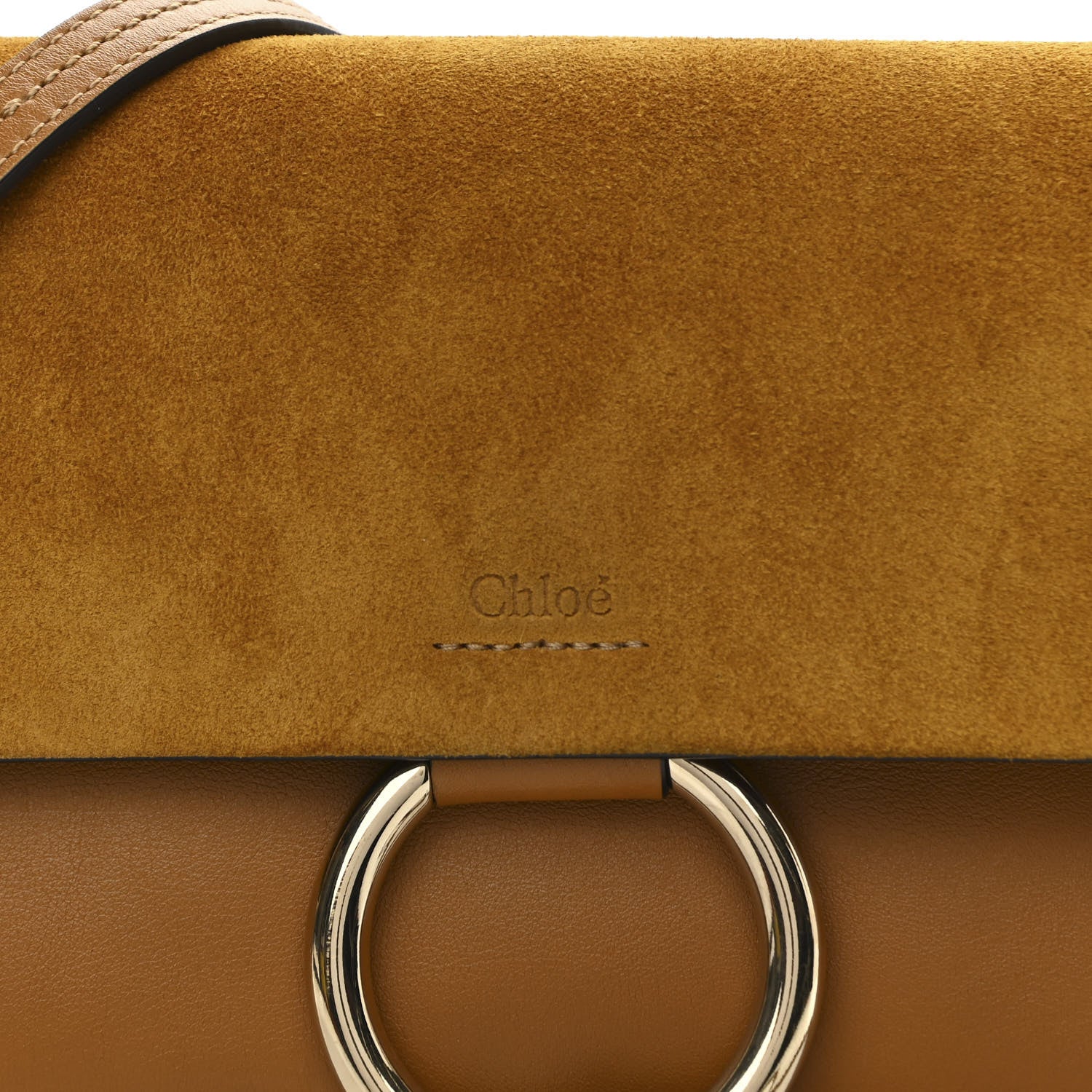Chloe Suede Calfskin Small Faye Shoulder Bag Mustard Brown 8 of 11