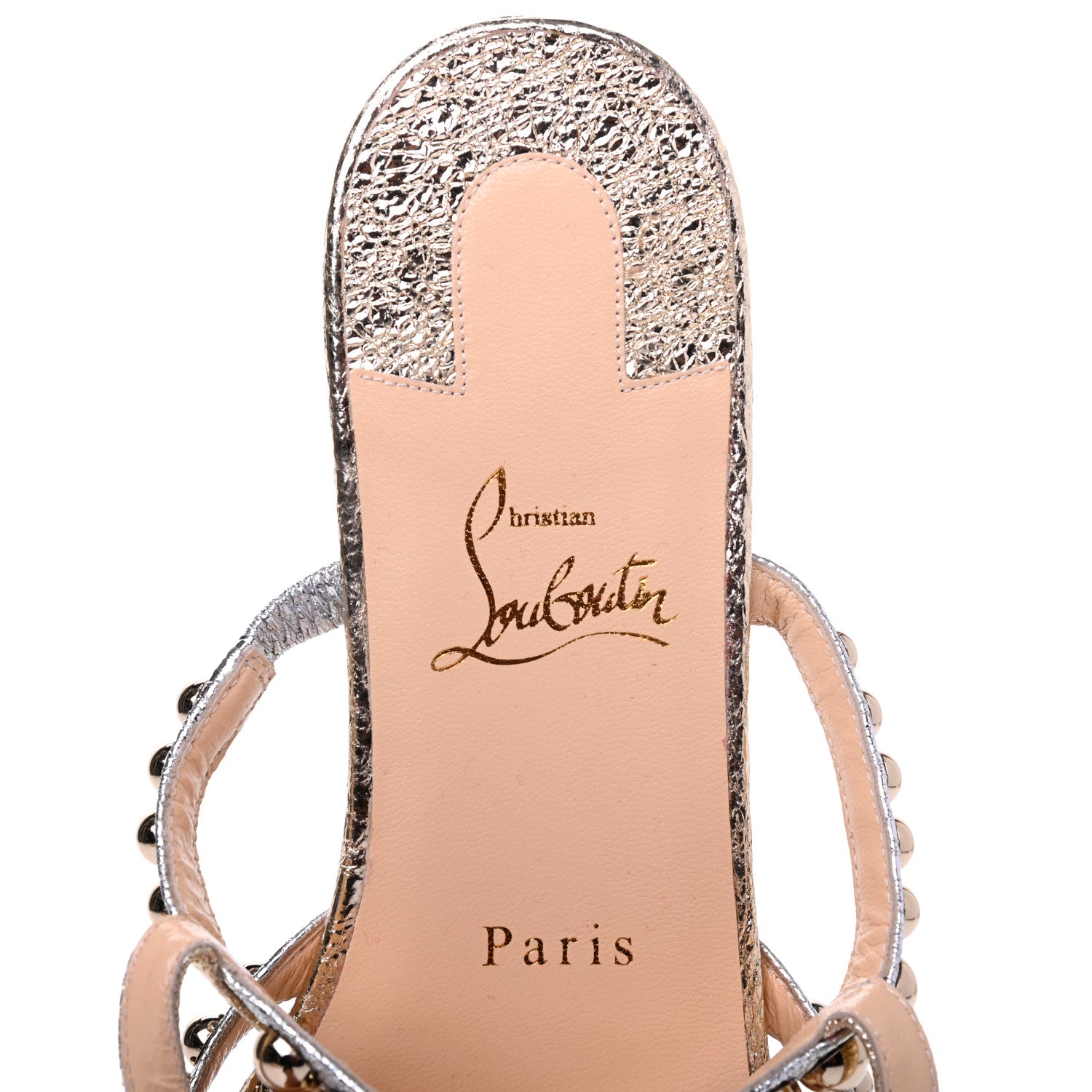 Christian Louboutin Specchio Vintage Galeria Flat Sandals 39 Platine Light Gold 10 of 11