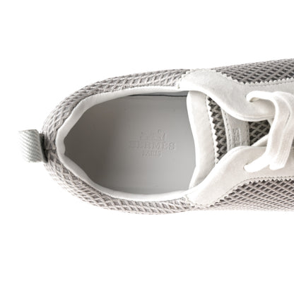 Hermes Air Mesh Suede Goatskin Bouncing Sneakers 38 Gris Lulea White 7 of 9