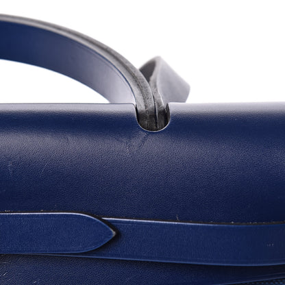 Hermes Vache Hunter Toile Herbag Zip 31 PM Bleu Brighton Bleu Saphir 15 of 16