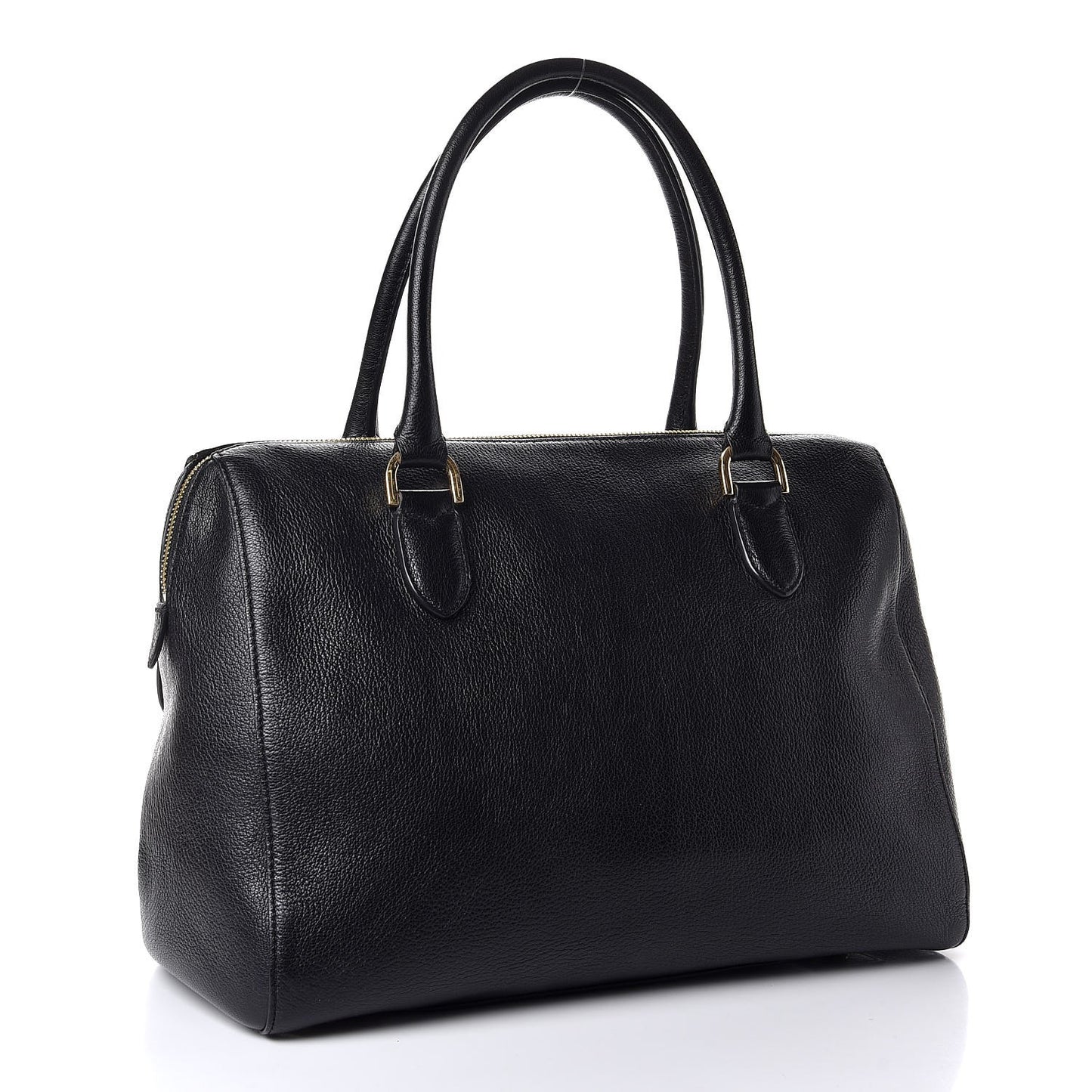 Glossy Goatskin Medium Del Rey Satchel Black