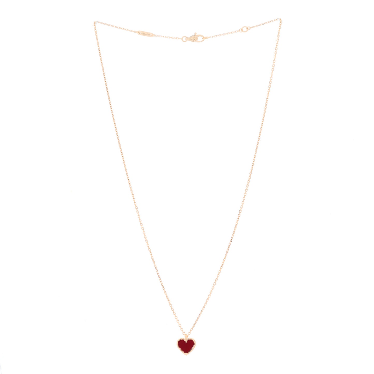18K Rose Gold Carnelian Sweet Alhambra Heart Pendant Necklace