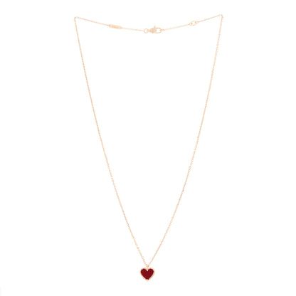 Van Cleef & Arpels 18K Rose Gold Carnelian Sweet Alhambra Heart Pendant Necklace 2 of 5