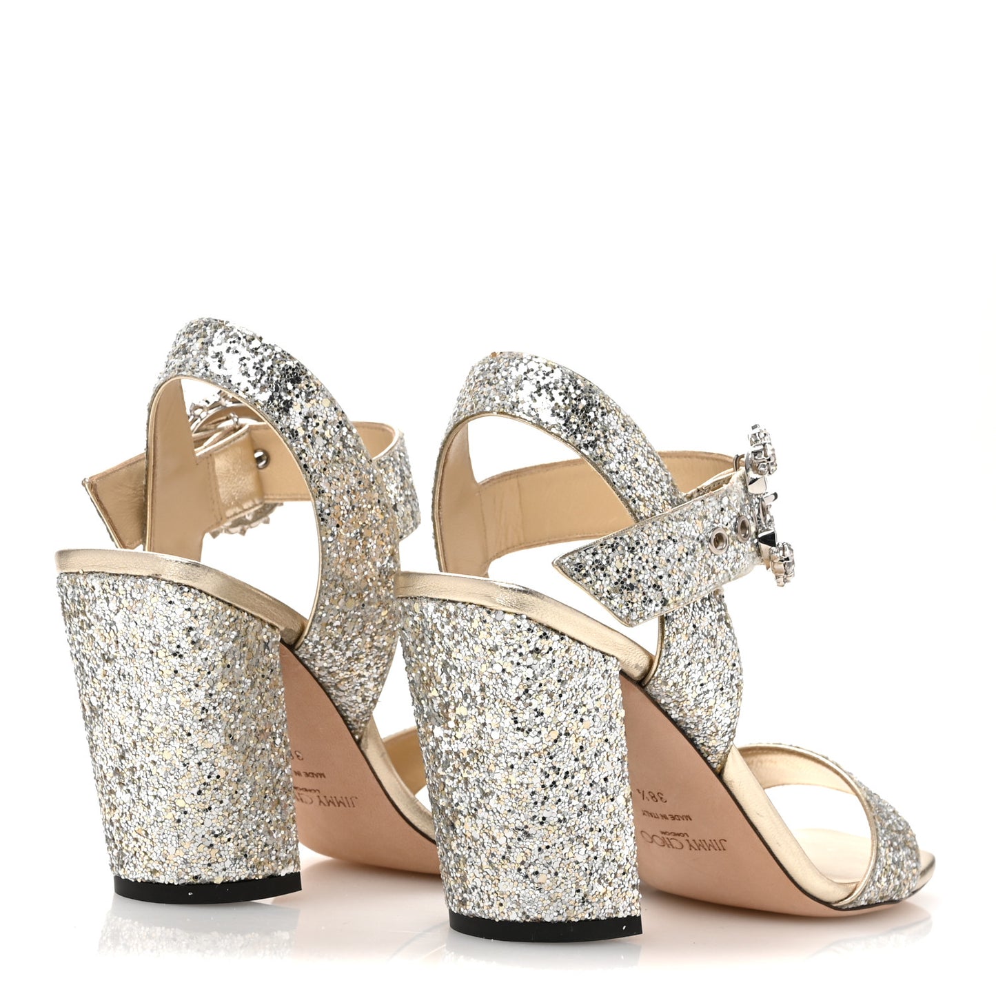 Coarse Glitter Fabric Maysa 85 Sandals 38.5 Platinum
