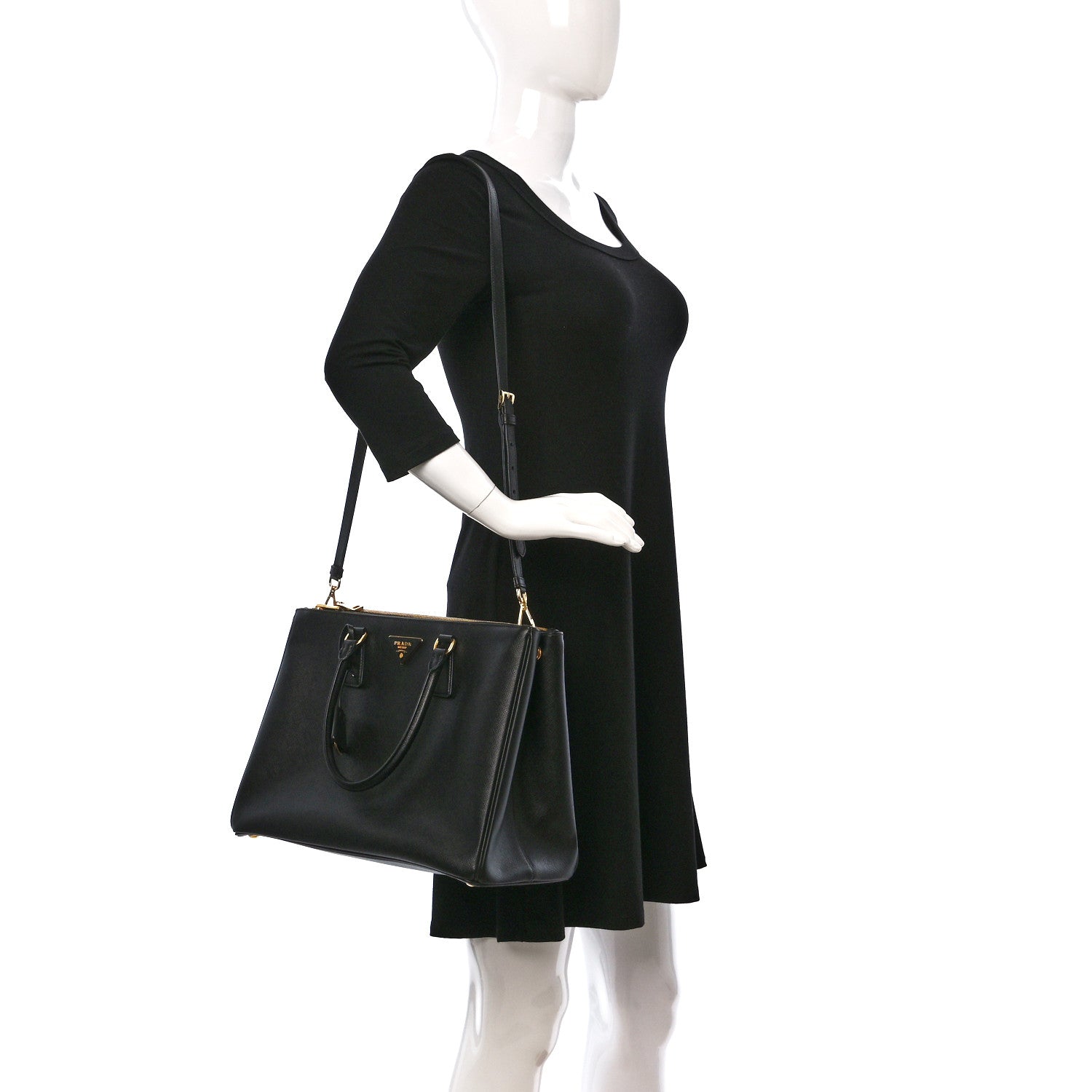 Prada Saffiano Large Galleria Double Zip Tote Black 2 of 8