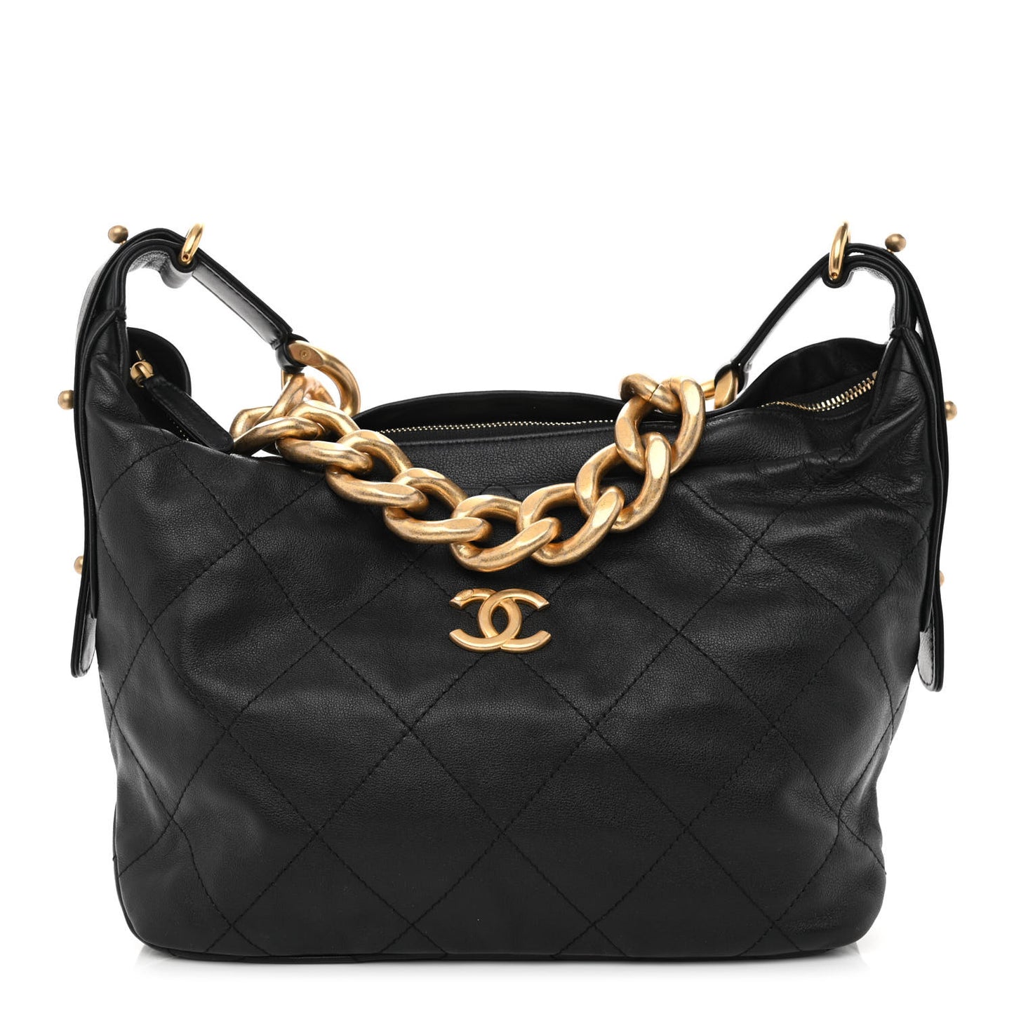 Calfskin Quilted Daily Hobo Black