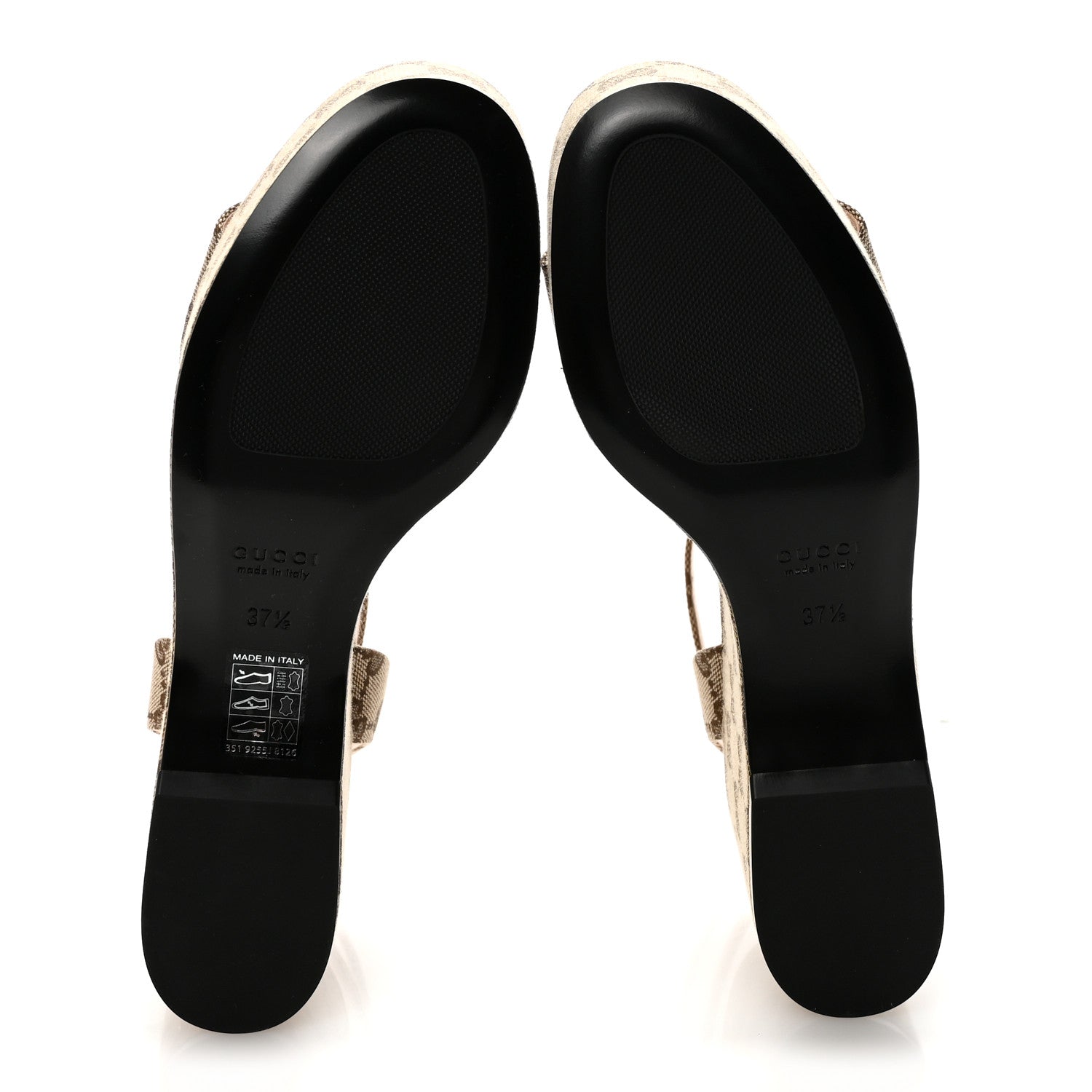 Gucci Monogram Nappa Chalotte Horsebit Ankle Strap 75mm Flatform Sandals 37.5 Beige Ebony 6 of 9