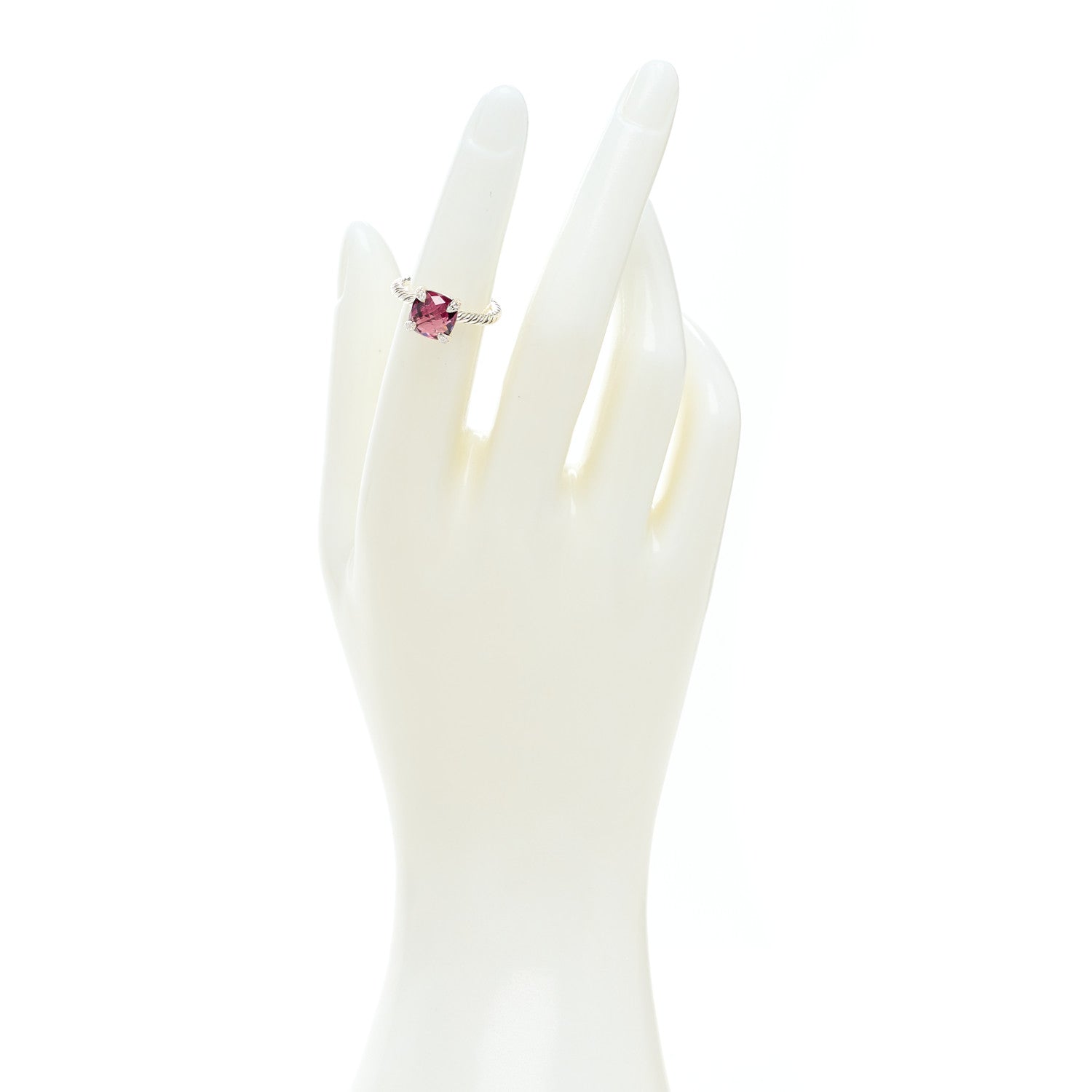 David Yurman Sterling Silver Diamond Rhodolite 8mm Chatelaine Ring 47 4.25 2 of 5