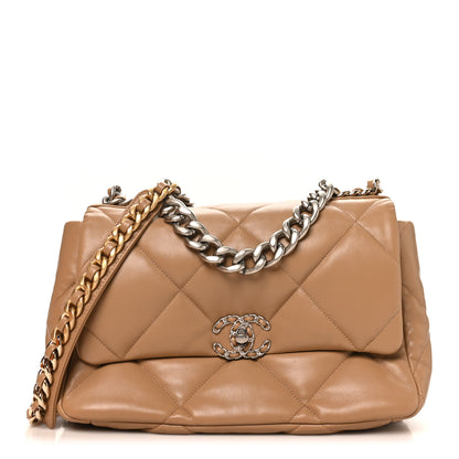 Chanel Lambskin Quilted Large Chanel 19 Flap Beige 1 of 11