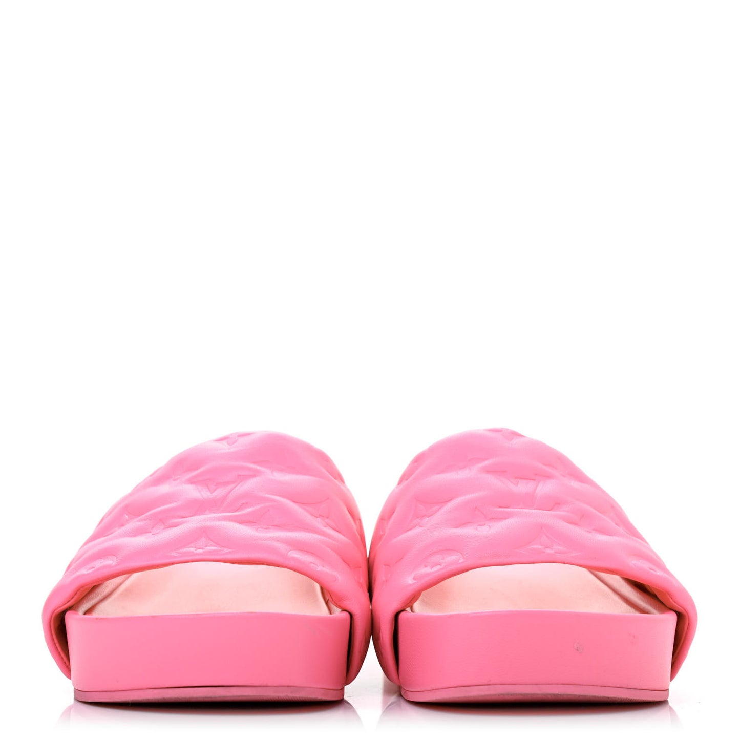 Lambskin Embossed Monogram Jumbo Flatform Mule Sandals 38.5 Rose Pop