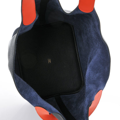 Hermes Taurillon Clemence Picotin Lock 26 GM Bleu Indigo Orange Poppy 5 of 7