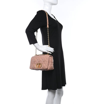 Christian Dior Calfskin Macrocannage Medium Caro Bag Rose De Vents 2 of 9