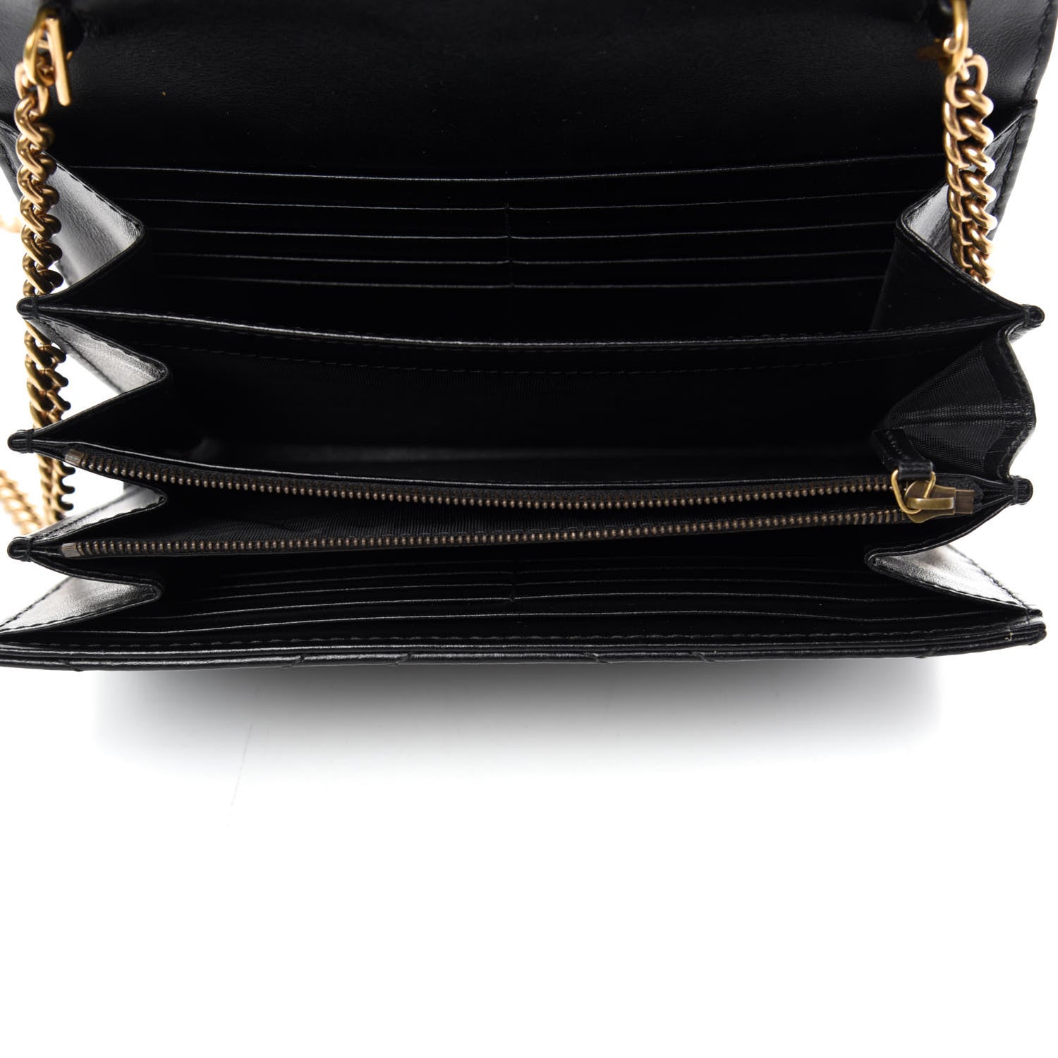 Gucci Calfskin Matelasse GG Marmont Chain Wallet Black 5 of 12