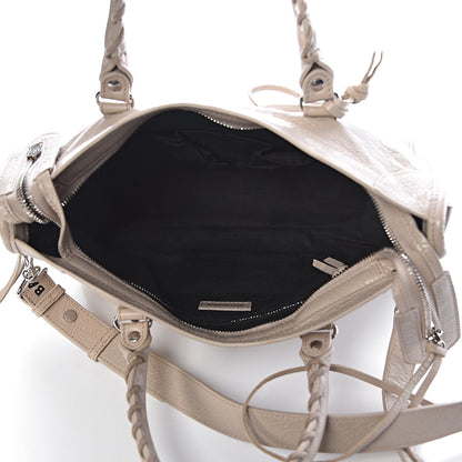 Balenciaga Agneau Classic Silver Hardware S City Logo Strap Light Beige Black 6 of 10