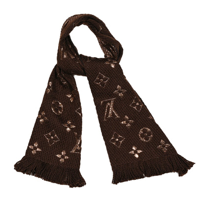 Louis Vuitton Wool Silk Logomania Shine Scarf Marron 1 of 3