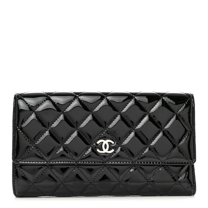 Chanel Patent Quilted Large Flap Wallet Black 1 of 9