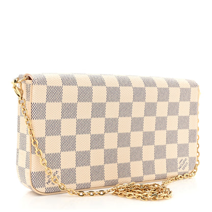 Louis Vuitton Damier Azur Pochette Felicie Chain Wallet Rose Ballerine 4 of 11