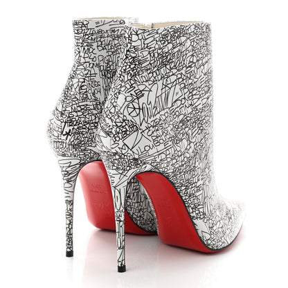 Christian Louboutin Calfskin Caligraf So Kate Booty 100 Ankle Boots 38.5 Black White 4 of 9