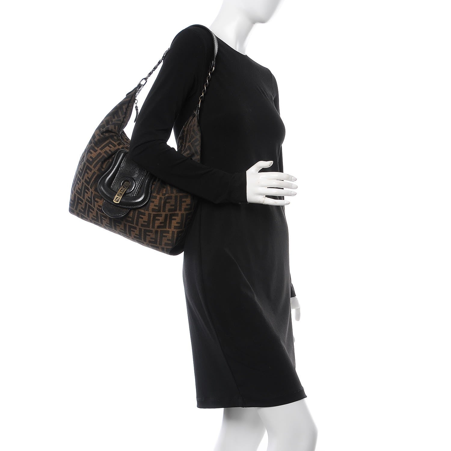 Fendi Zucca B Buckle Hobo Tobacco Castagna 2 of 11