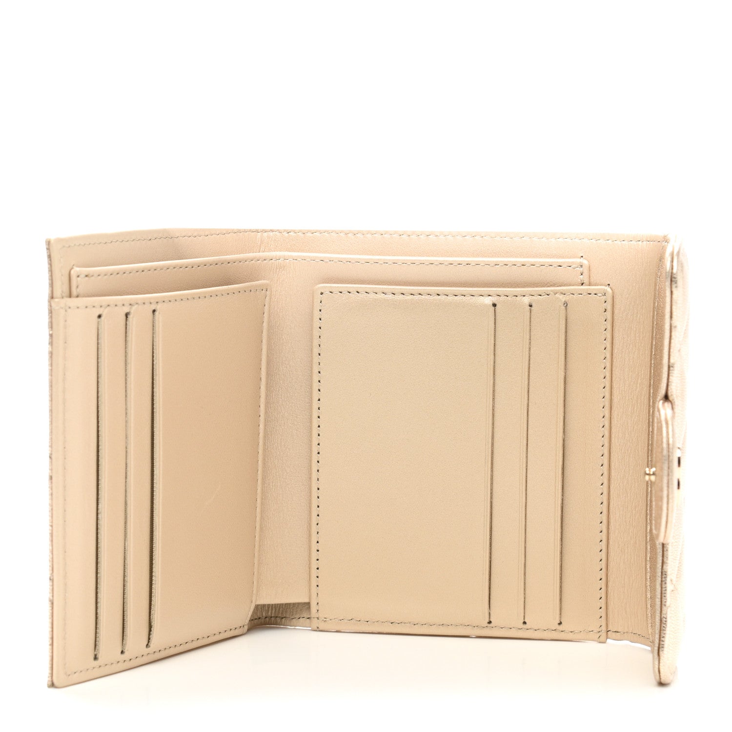 Chanel Metallic Lambskin Quilted Compact Flap Wallet Gold 5 of 8