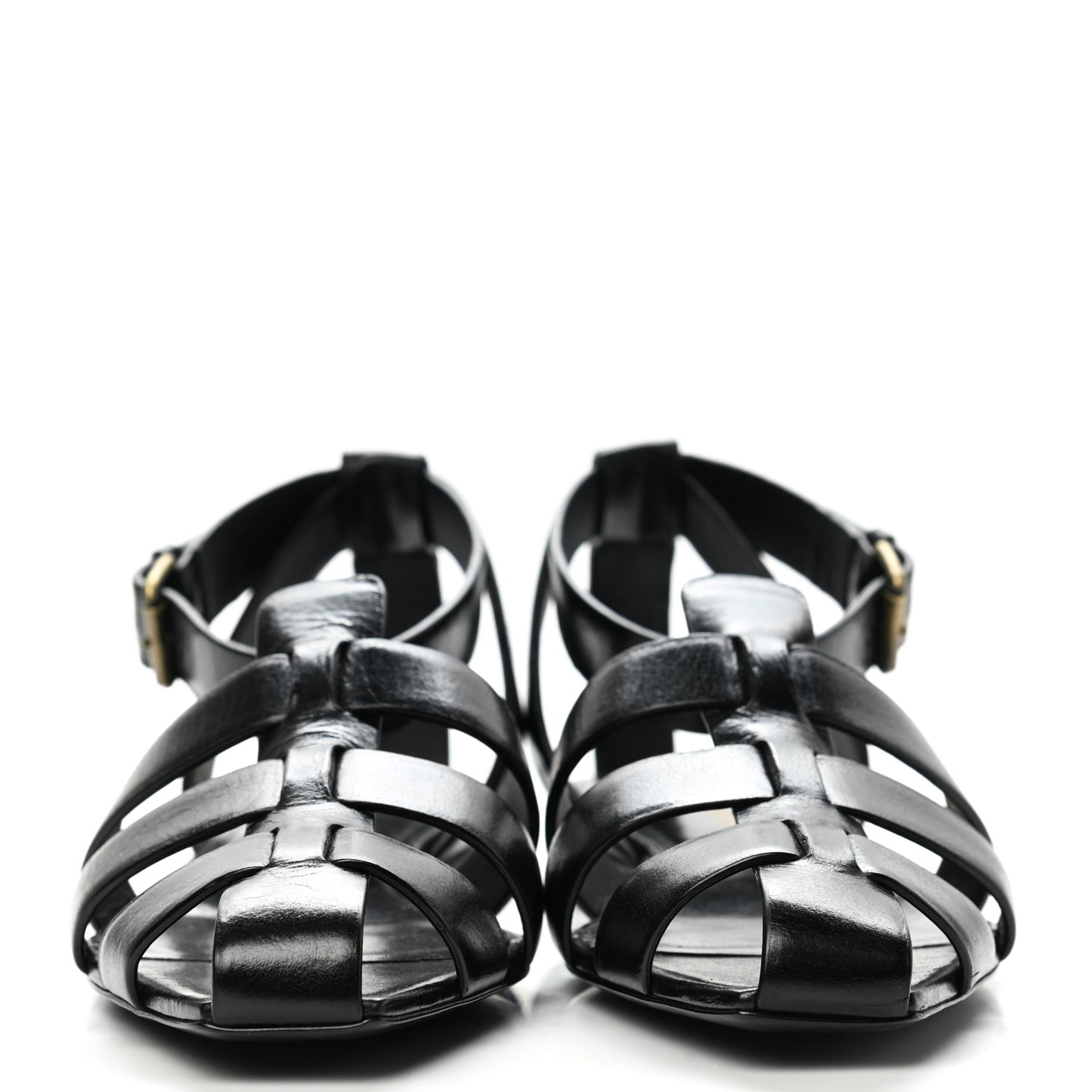 Calfskin Oak Flat Sandals 38 Black