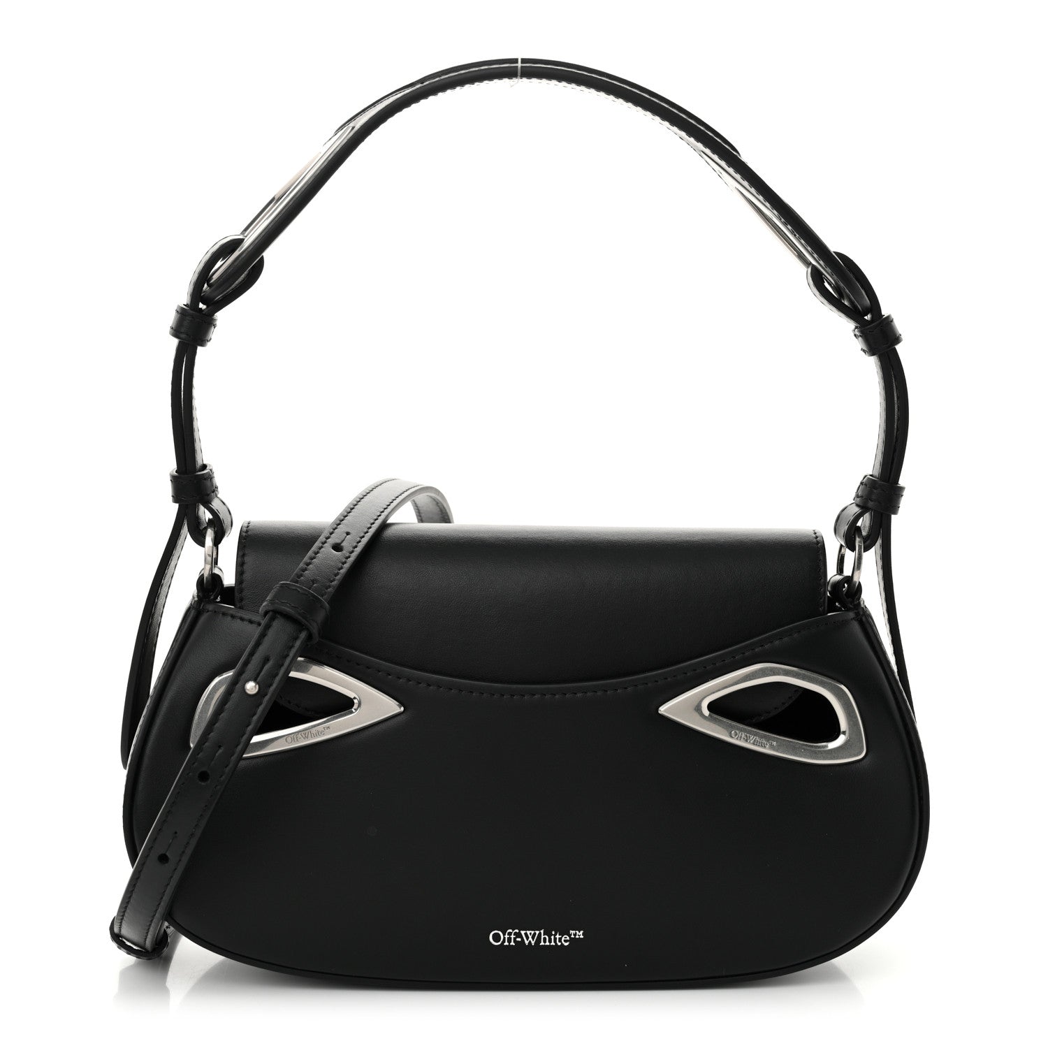 Off-White Calfskin Clam Shoulder Bag Black 1 of 9