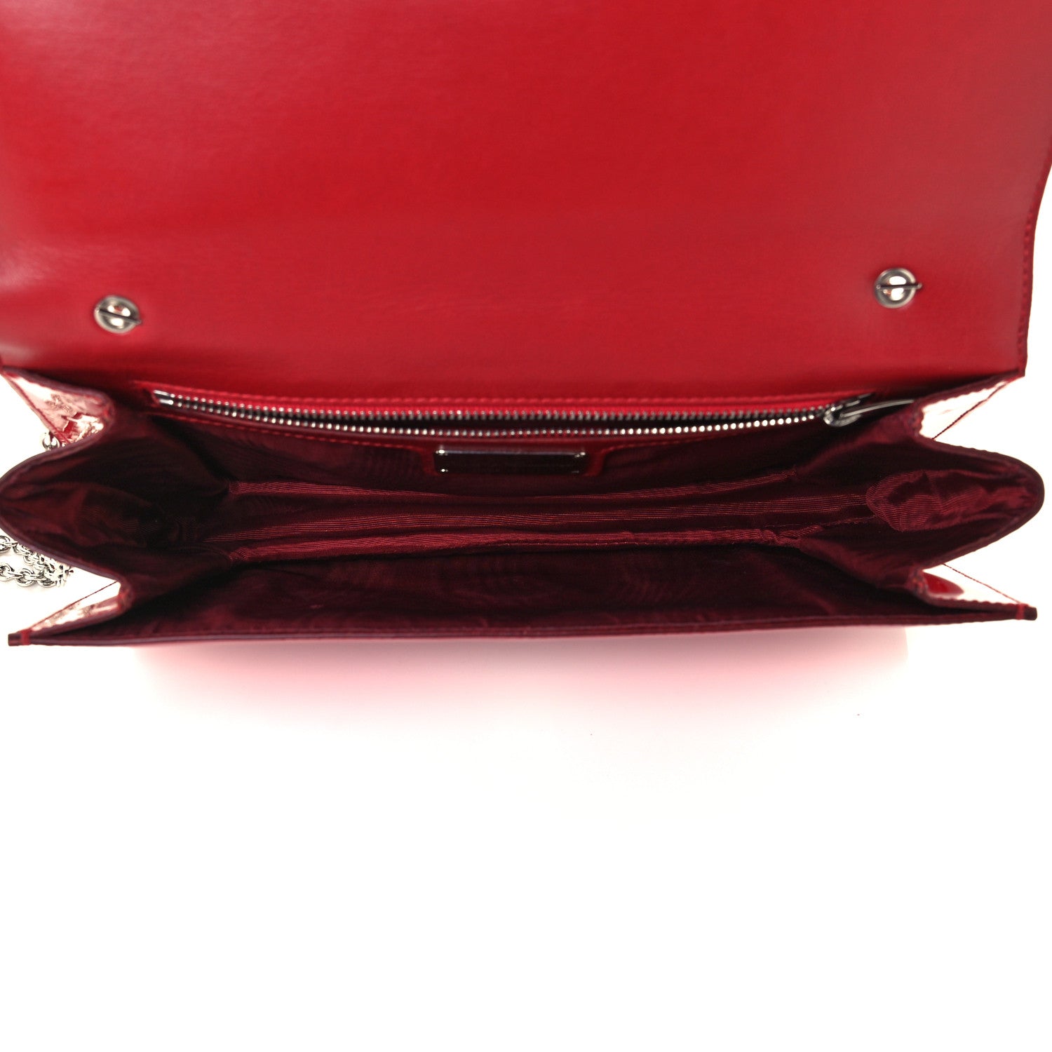 Salvatore Ferragamo Patent Vara Bow Wallet On Chain Red 4 of 9