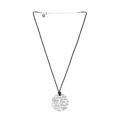 Tiffany White Bone Black Cord Notes Round Pendant Necklace 3 of 6
