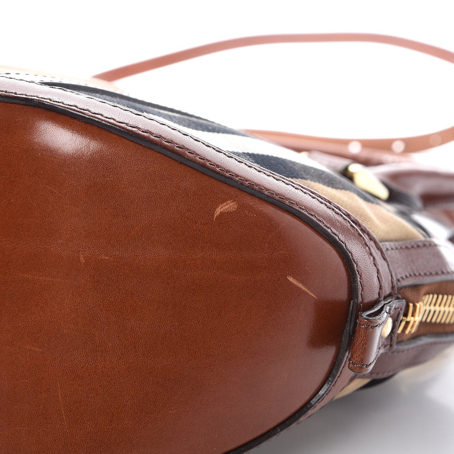 Bridle Calfskin House Check Small Orchard Bowling Bag Deep Claret
