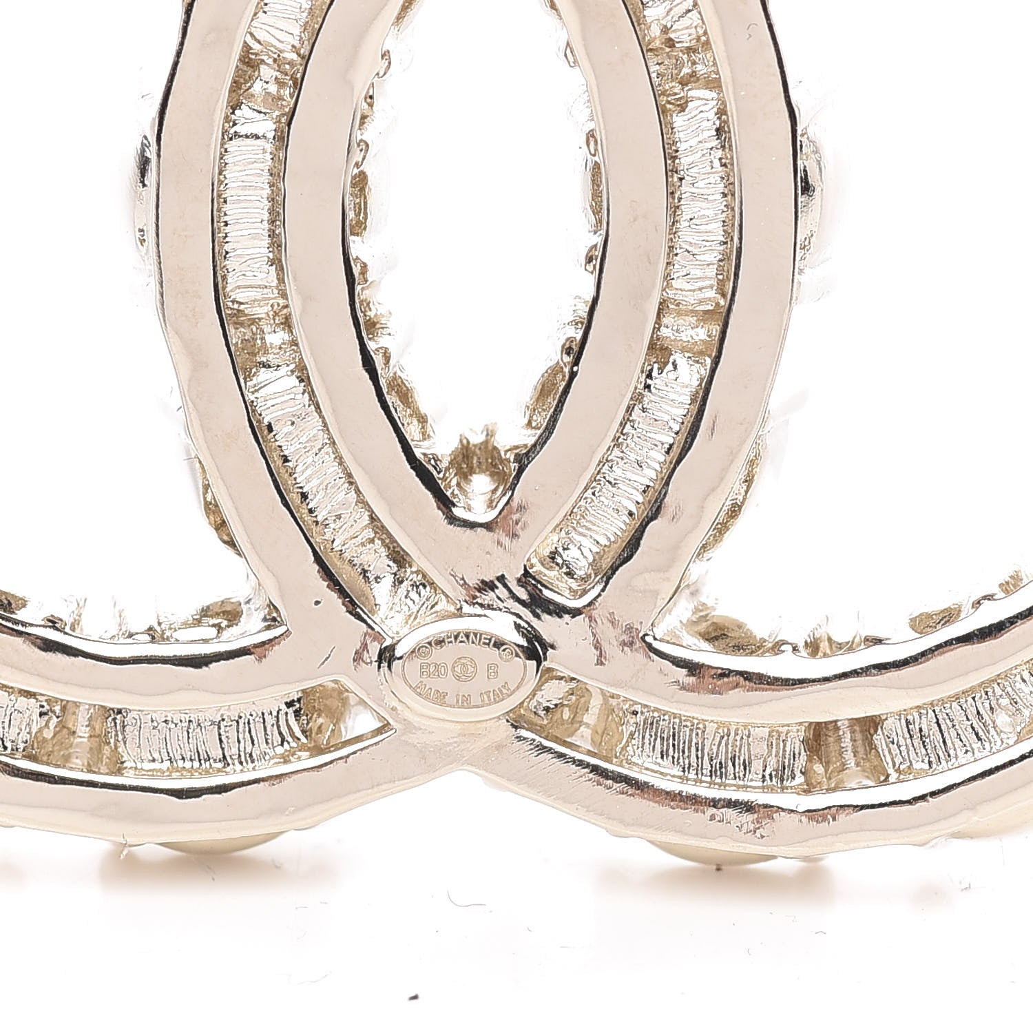 Chanel Crystal Pearl CC Dazzling Domino Brooch Gold 3 of 4