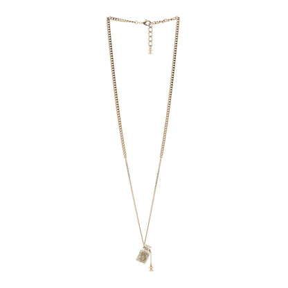 Chanel Crystal Pearl CC No. 5 Perfume Bottle Necklace White Gold 3 of 6