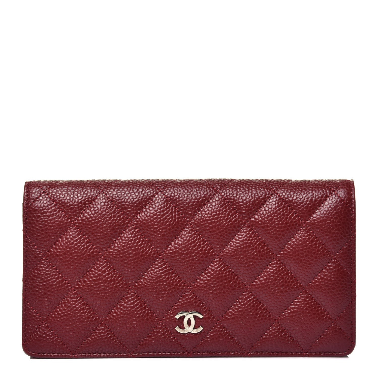 Chanel Caviar Quilted Yen Wallet Dark Red 1 of 7