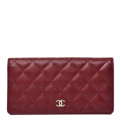 Chanel Caviar Quilted Yen Wallet Dark Red 1 of 7